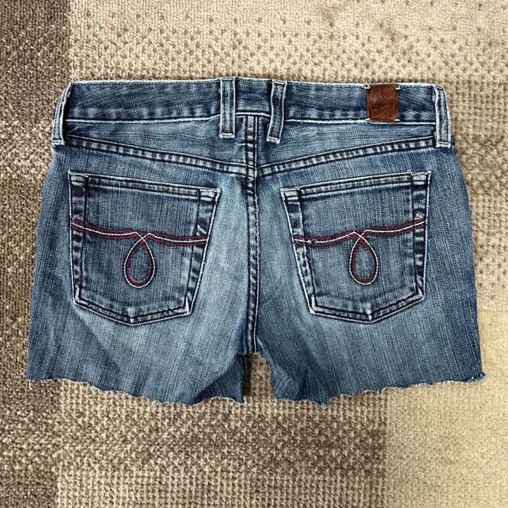 Vintage Lucky Brand Women Size 4 27 Denim Jean Shorts Distressed Frayed Blue - Picture 5 of 10